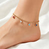 Gold Stainless Steel Multicolour CZ Charms Ankle Bracelet