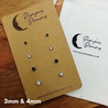 Hypoallergenic Silver Colour Stainless Steel Clear & Black CZ Round Bezel Setting 4 Pairs Set