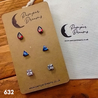 Hypoallergenic Stainless Steel CZ & Opalite Earring Set 3 Pairs Silver Colour 632