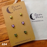 Hypoallergenic Stainless Steel CZ & Opalite Earring Set 3 Pairs Silver Colour 634