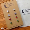 Hypoallergenic Stainless Steel CZ & Opalite Earring Set 4 Pairs Silver Colour 635