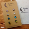 Hypoallergenic Stainless Steel CZ & Opalite Earring Set 4 Pairs Silver Colour 640