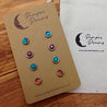 Hypoallergenic Stainless Steel CZ & Opalite Earring Set 4 Pairs Silver Colour A002