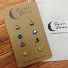 Hypoallergenic Stainless Steel CZ & Opalite Earring Set 4 Pairs Silver Colour C004