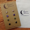 Hypoallergenic Stainless Steel CZ & Opalite Earring Set 4 Pairs Silver Colour D001