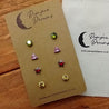 Hypoallergenic Stainless Steel CZ & Opalite Earring Set 4 Pairs Silver Colour D002