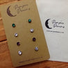 Hypoallergenic Stainless Steel CZ & Opalite Earring Set 4 Pairs Silver Colour D004