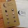 Hypoallergenic Stainless Steel CZ & Opalite Earring Set 4 Pairs Silver Colour D006