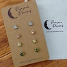 Hypoallergenic Stainless Steel CZ & Opalite Earring Set 4 Pairs Silver Colour D007