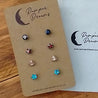 Hypoallergenic Stainless Steel CZ & Opalite Earring Set 4 Pairs Silver Colour D011