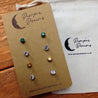 Hypoallergenic Stainless Steel CZ & Opalite Earring Set 4 Pairs Silver Colour D019