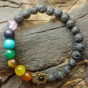 Lava Stone Bracelet - Hamsa Chakra