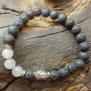 Lava Stone Bracelet - Buddha Rose Quartz