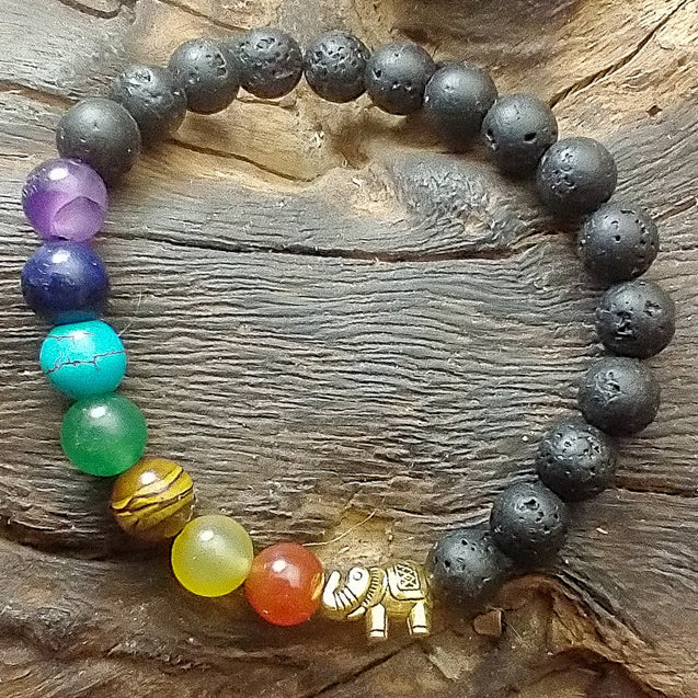 Lava Stone Bracelet - Elephant Chakra