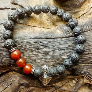 Lava Stone Bracelet - Axe-Head Carnelian