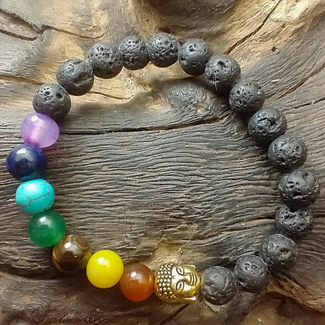 Lava Stone Bracelet - Buddha Chakra