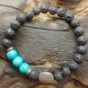 Lava Stone Bracelet - Leaf & Turquoise Howlite