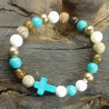 Chakra Bracelet - Turquoise Cross Howlite & Tiger Eye