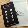 Hypoallergenic Stainless Steel Earrings Set 4 Pairs Silver Colour Elephants Butterflies Cats & Snakes