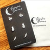Hypoallergenic Stainless Steel Earrings Set 3 Pairs Silver Colour Butterflies Pineapples & Feathers