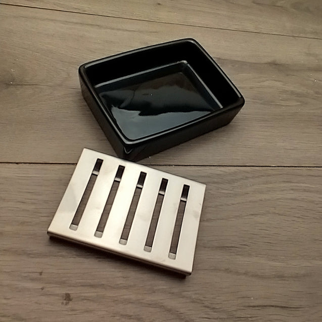 Black Ceramic Rectangle Contemporary Design Soap Dish