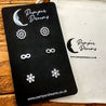 Hypoallergenic Stainless Steel Earrings Set 3 Pairs Silver Colour Spiral Infinity &  Snowflake