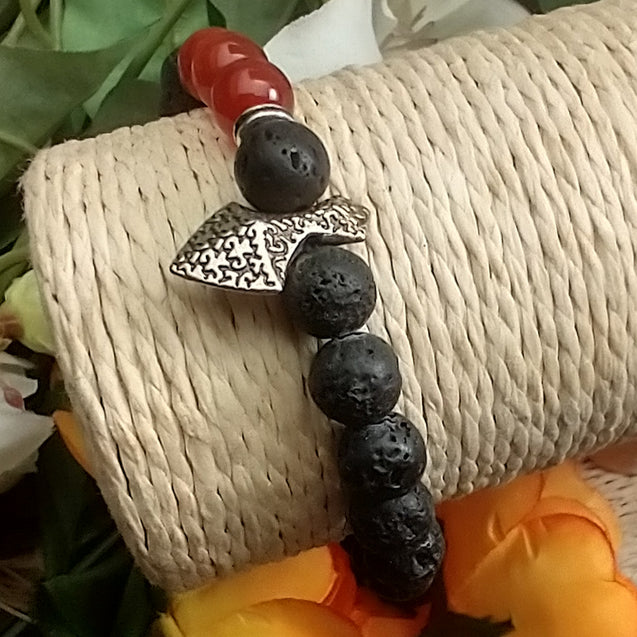 Lava Stone Bracelet - Axe-Head Carnelian