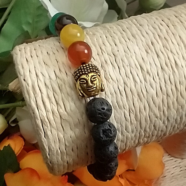 Lava Stone Bracelet - Buddha Chakra