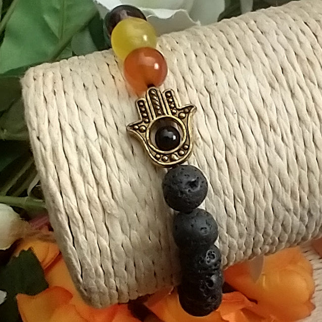 Lava Stone Bracelet - Hamsa Chakra