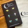 Hypoallergenic Stainless Steel Earrings Set 3 Pairs Silver/multicolour Evil Eye Cross & Bows