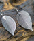 Real Leaf Statement Drop Earrings - Light Grey
