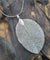 Real Leaf Statement Pendant Necklace - Silver