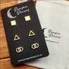 Hypoallergenic Stainless Steel Earrings Set 3 Pairs Gold Colour Squares Triangles & Double Circles