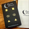 Hypoallergenic Stainless Steel Earrings Set 3 Pairs Gold Colour Squares Double Circles & Triangles