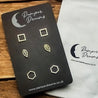 Hypoallergenic Stainless Steel Earrings Set 3 Pairs Gold Colour Squares Leaves & Hexagons