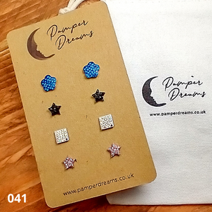 Hypoallergenic Stainless Steel Contemporary CZ Earrings Set 4 Pairs Silver Colour -  041