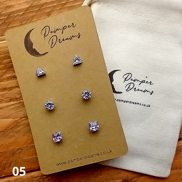 3 Pairs Stud Earrings Hypoallergenic Earring Set Pamper Dreams