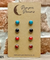 Hypoallergenic Stainless Steel CZ & Opalite Earring Set 4 Pairs Silver Colour -  301