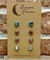 Hypoallergenic Stainless Steel CZ & Opalite Earring Set 4 Pairs Silver Colour -  325