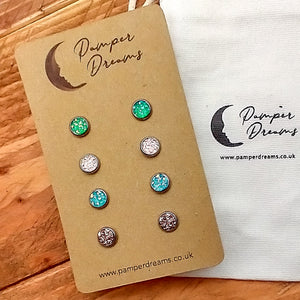 Hypoallergenic Druzy Earrings Set 4 Pairs Silver Colour -  42