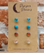 Hypoallergenic Stainless Steel CZ & Opalite Earring Set 4 Pairs Silver Colour -  483