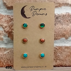 Hypoallergenic Stainless Steel CZ & Opal Earring Set