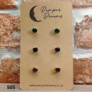 Hypoallergenic Stainless Steel CZ & Opal Earring Set