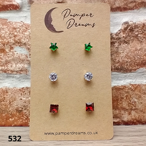 Hypoallergenic Stainless Steel CZ & Opal Earring Set