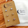 Hypoallergenic Stainless Steel CZ Earring Set 3 Pairs Silver Colour 626