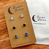 Hypoallergenic Stainless Steel CZ Earring Set 3 Pairs Silver Colour 636