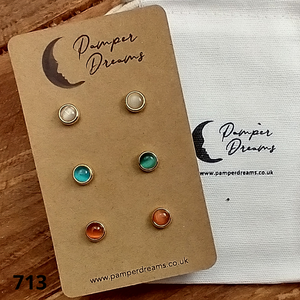Hypoallergenic Stainless Steel CZ & Opal Earring Set