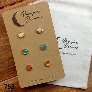 Hypoallergenic Stainless Steel CZ & Opal Earring Set