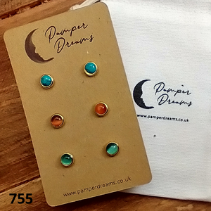 Hypoallergenic Stainless Steel CZ & Opal Earring Set