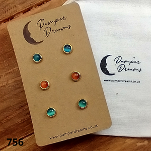 Hypoallergenic Stainless Steel CZ & Opal Earring Set
